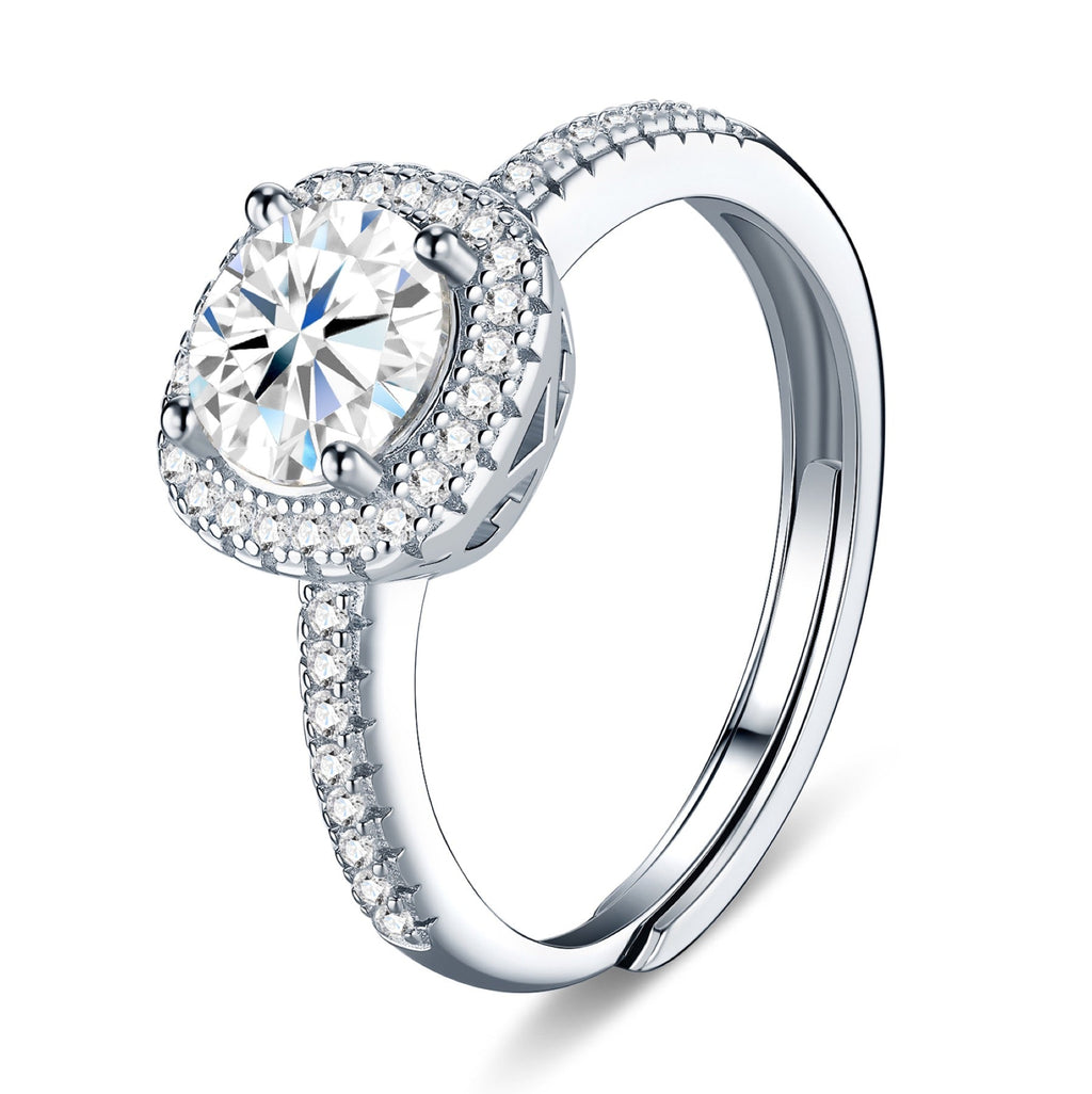 Tondo 1 Carat Moissanite Halo Ring in Sterling Silver