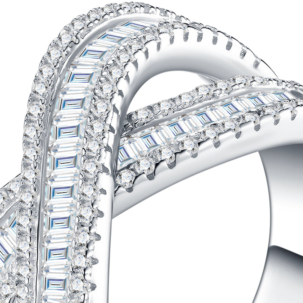 Abbraccio Moissanite Band Ring in Sterling Silver