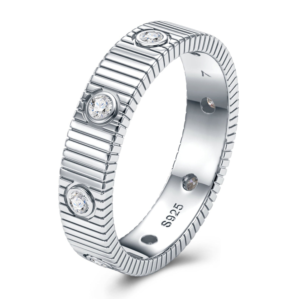 Romana Moissanite Band Ring in Sterling Silver