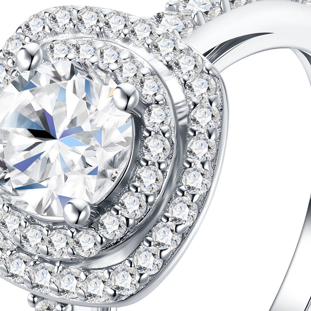 Doppioalo 1 Carat Moissanite Halo Ring in Sterling Silver
