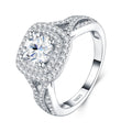 Quadralo 1 Carat Moissanite Halo Ring in Sterling Silver
