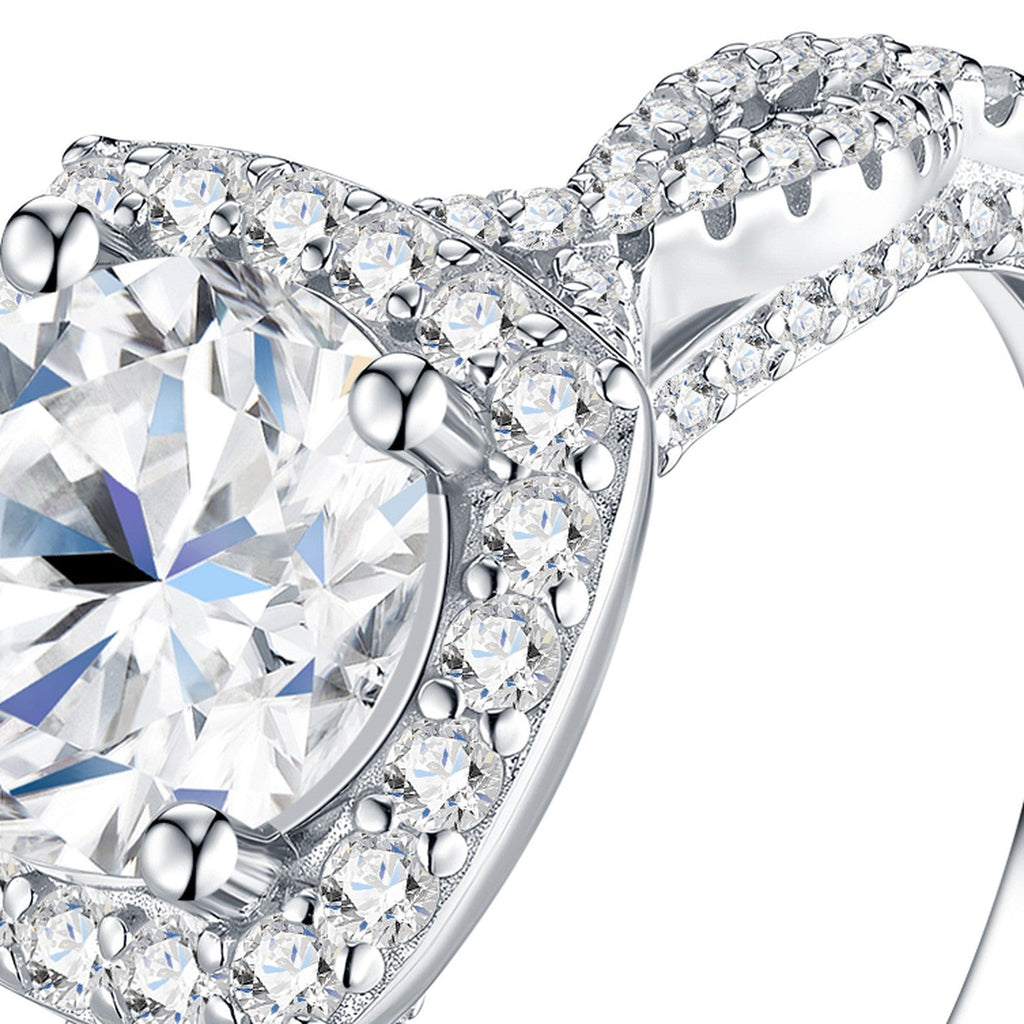 Grandalo 2 Carat Moissanite Halo Ring in Sterling Silver