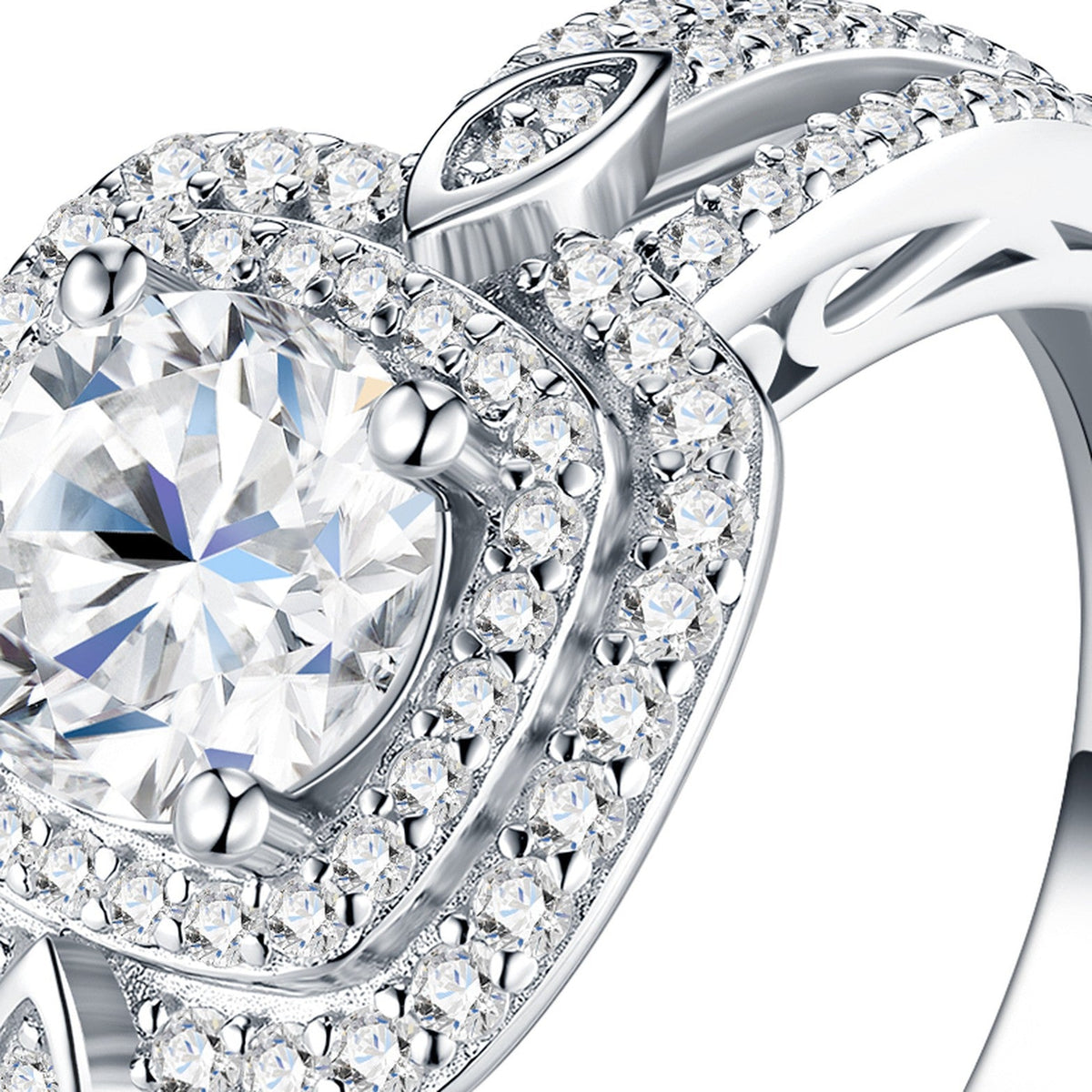 Cushionvale 1 Carat Moissanite Halo Ring in Sterling Silver