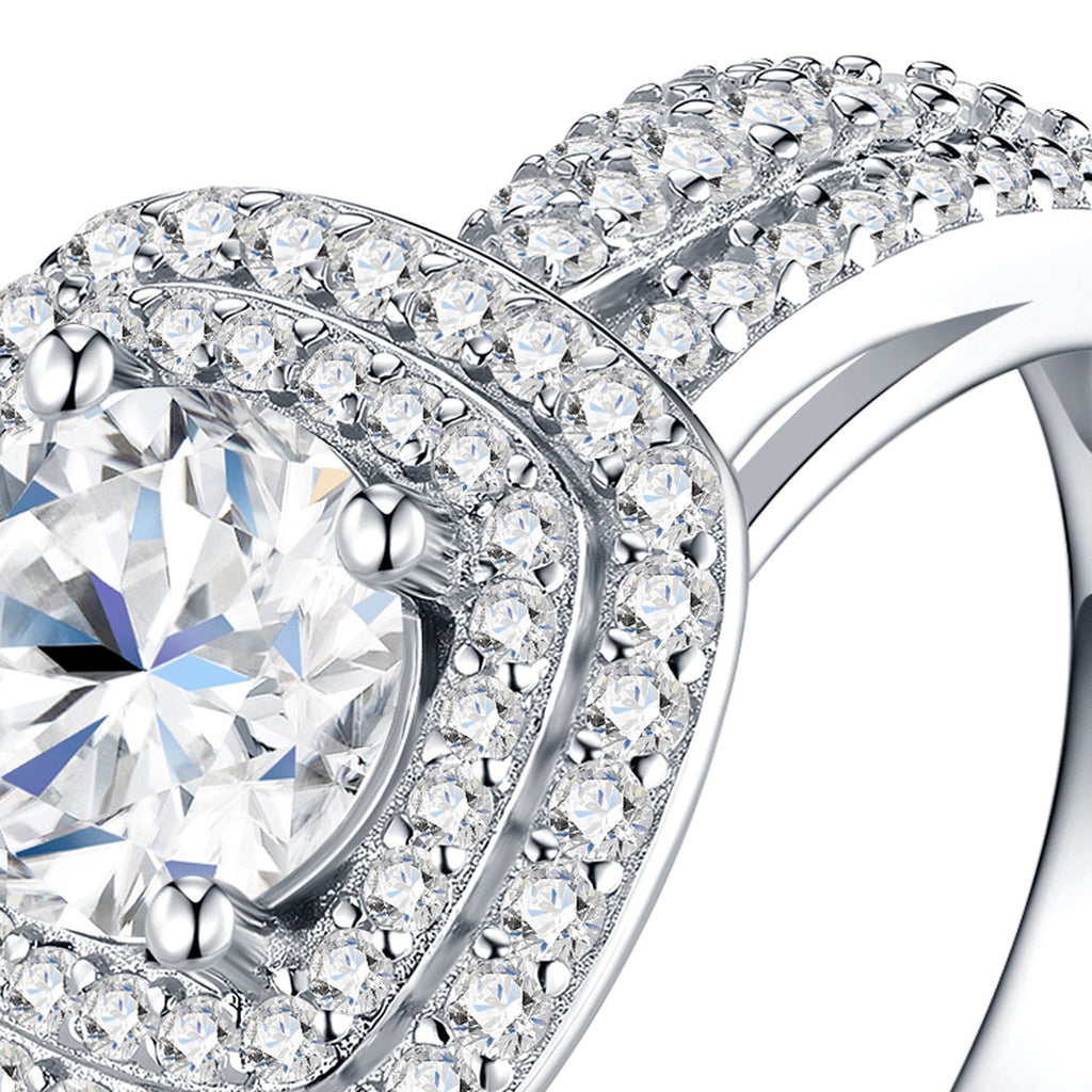 Sovrana 1 Carat Moissanite Halo Ring in Sterling Silver