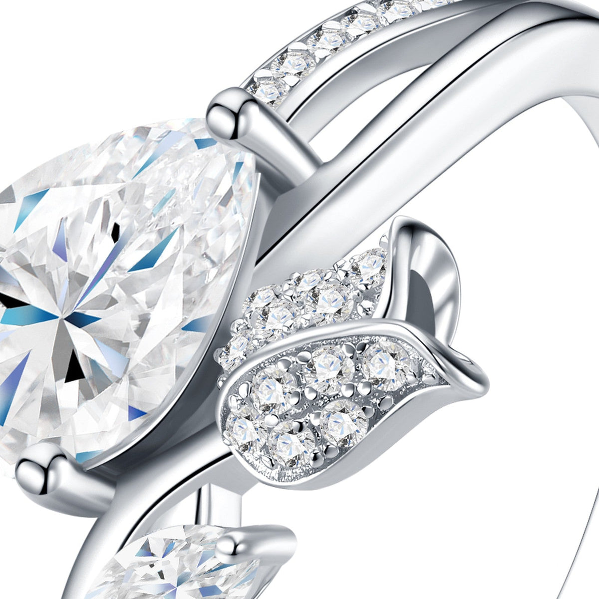 Peardala Pear-Cut Moissanite Solitaire Ring in Sterling Silver