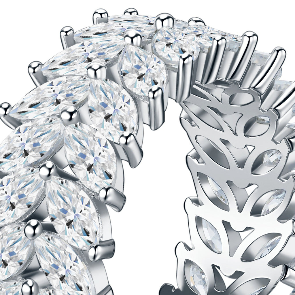 Fogliame Moissanite Eternity Band Ring in Sterling Silver