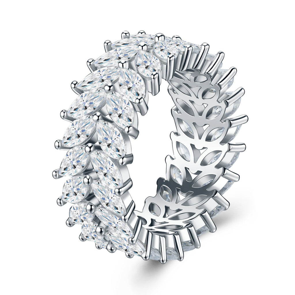Fogliame Moissanite Eternity Band Ring in Sterling Silver