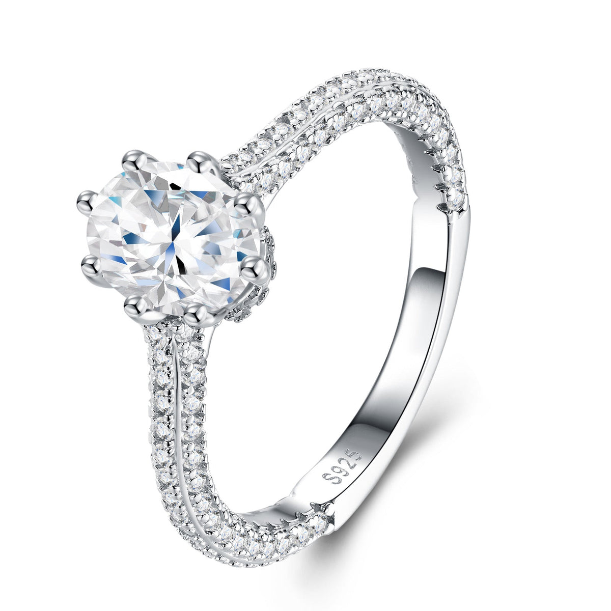 Ovalella Oval-Cut Moissanite Solitaire Ring in Sterling Silver