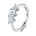 Cuoritre Heart-Cut Moissanite Three-Stone Ring in Sterling Silver