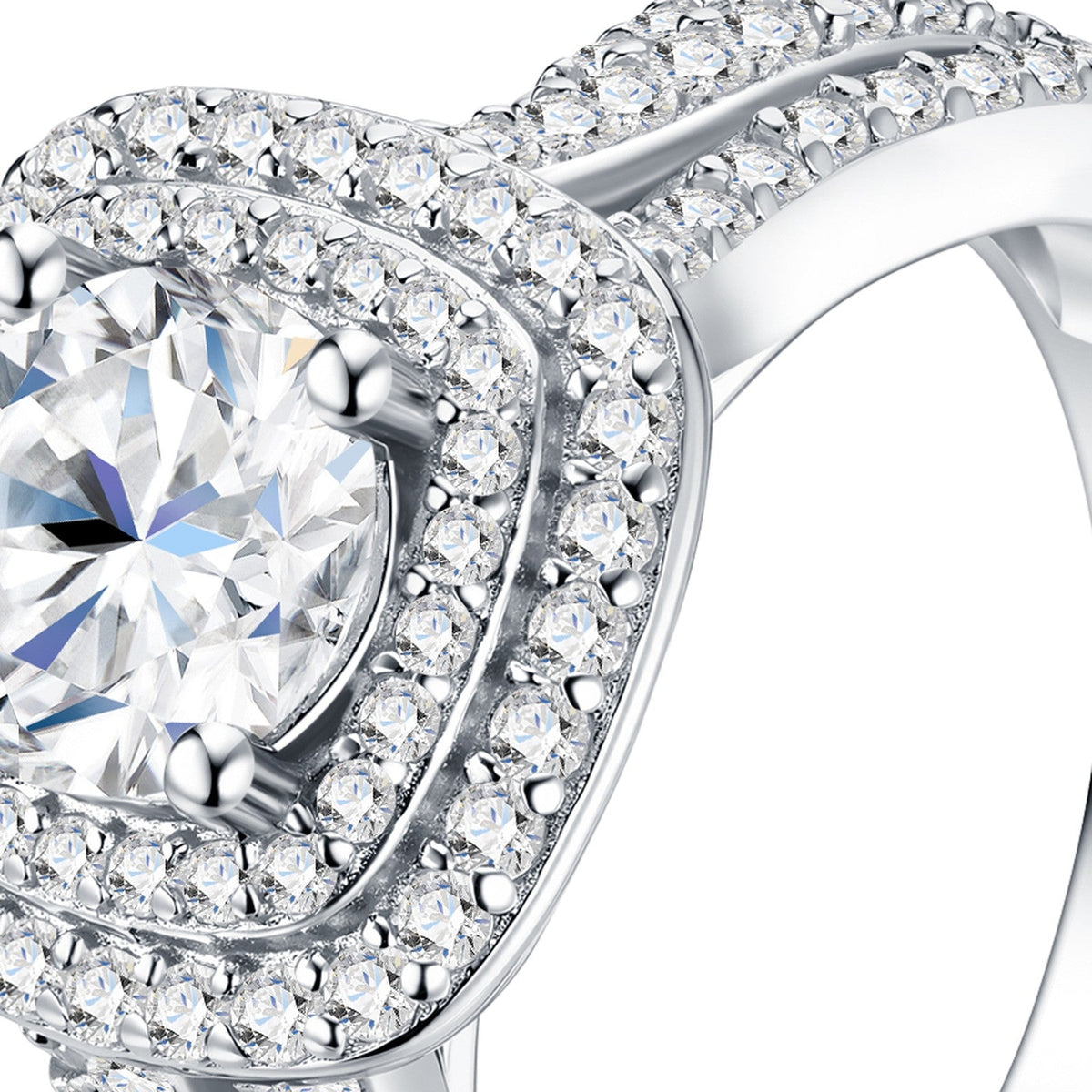 Bisalo 1 Carat Moissanite Halo Ring in Sterling Silver