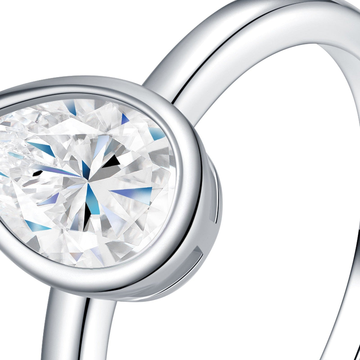 Goccetta Pear-Cut Moissanite Solitaire Ring in Sterling Silver