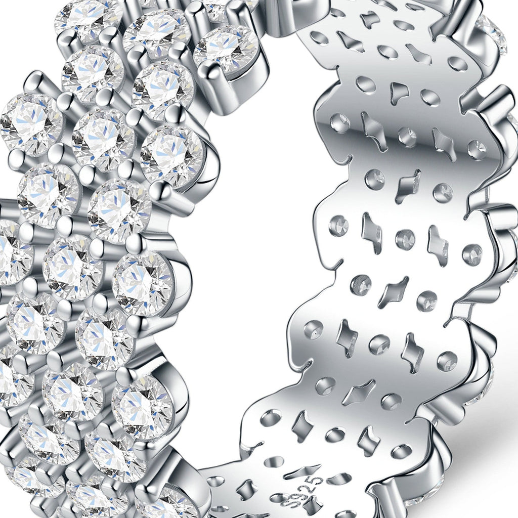 Corona Moissanite Eternity Band Ring in Sterling Silver