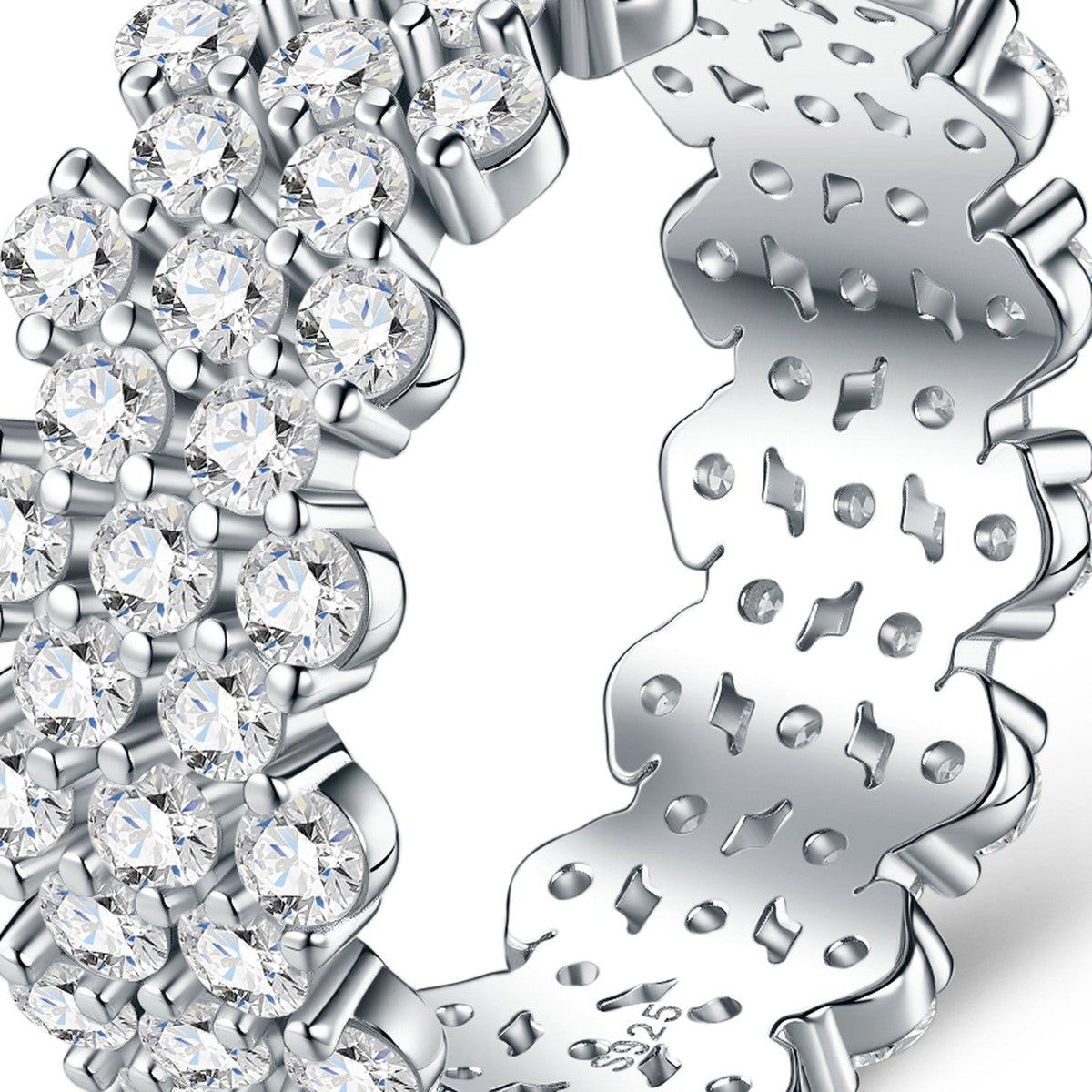 Corona Moissanite Eternity Band Ring in Sterling Silver