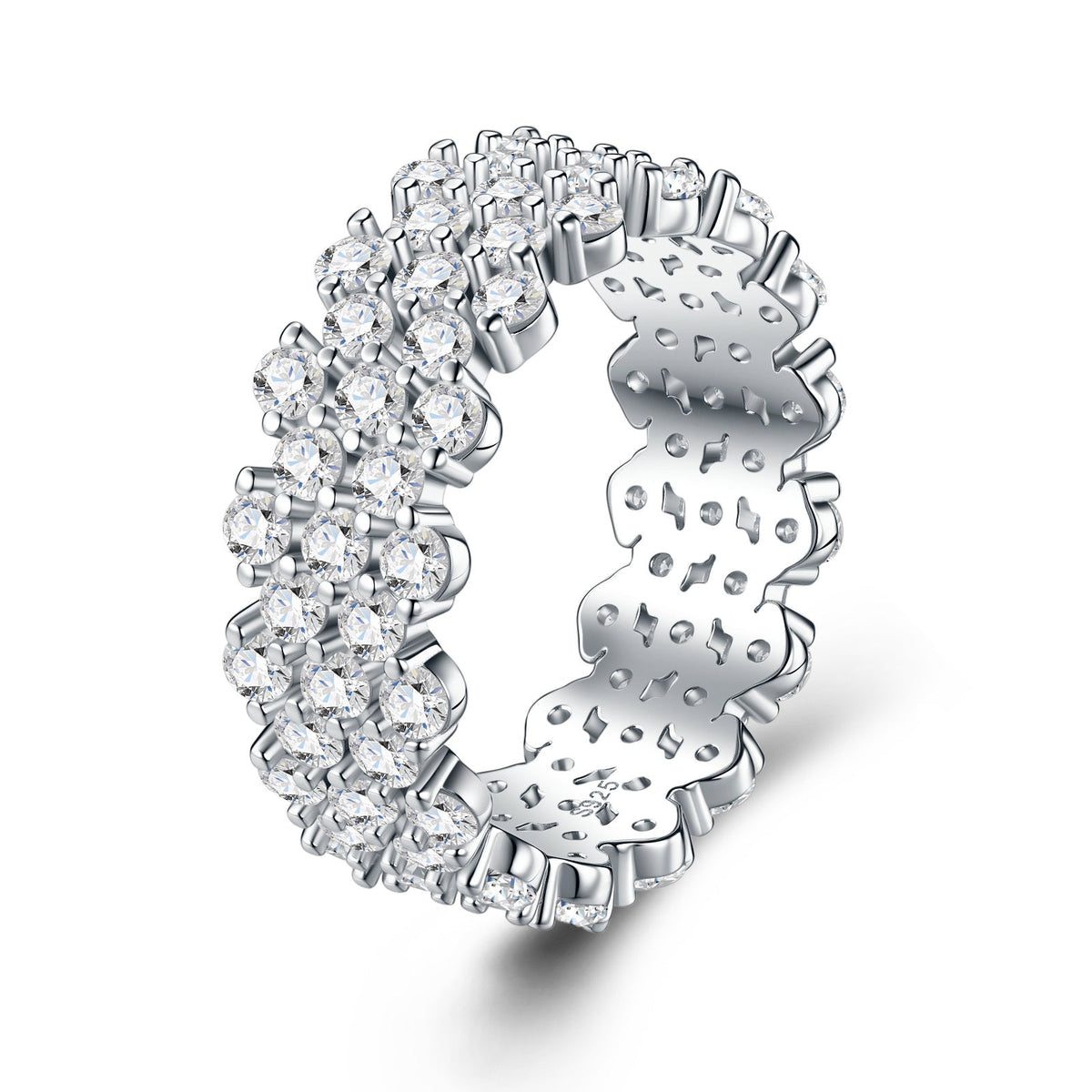 Corona Moissanite Eternity Band Ring in Sterling Silver