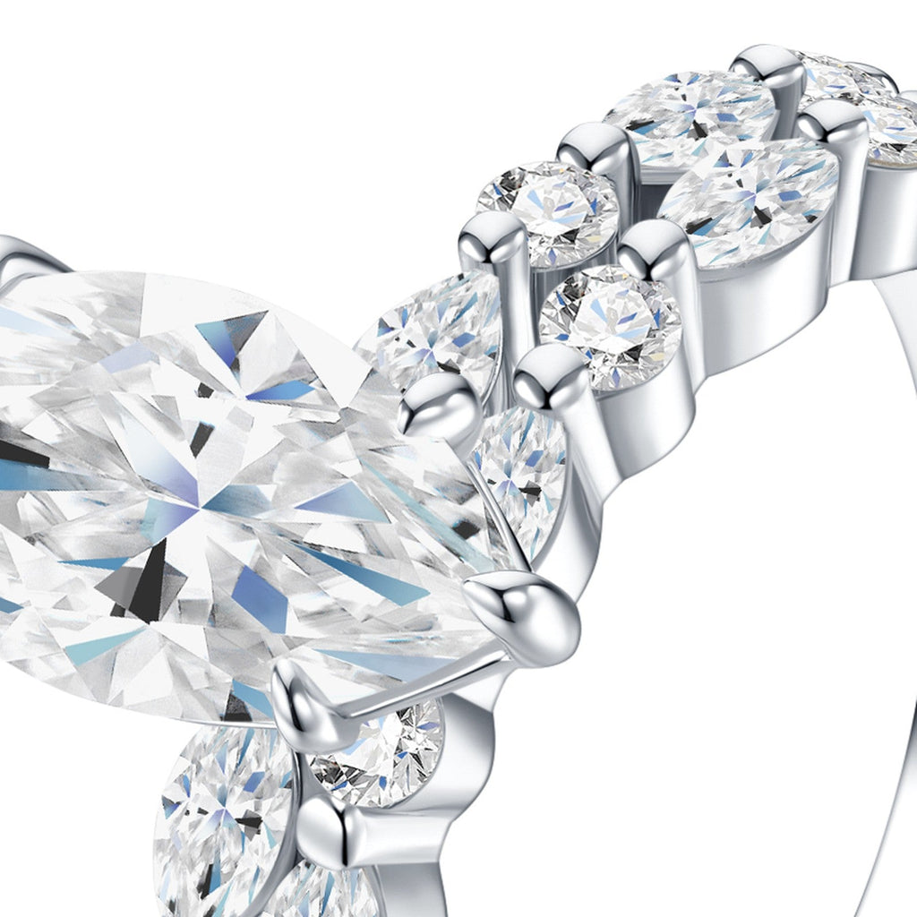 Freccia Marquise-Cut Moissanite Solitaire Ring in Sterling Silver