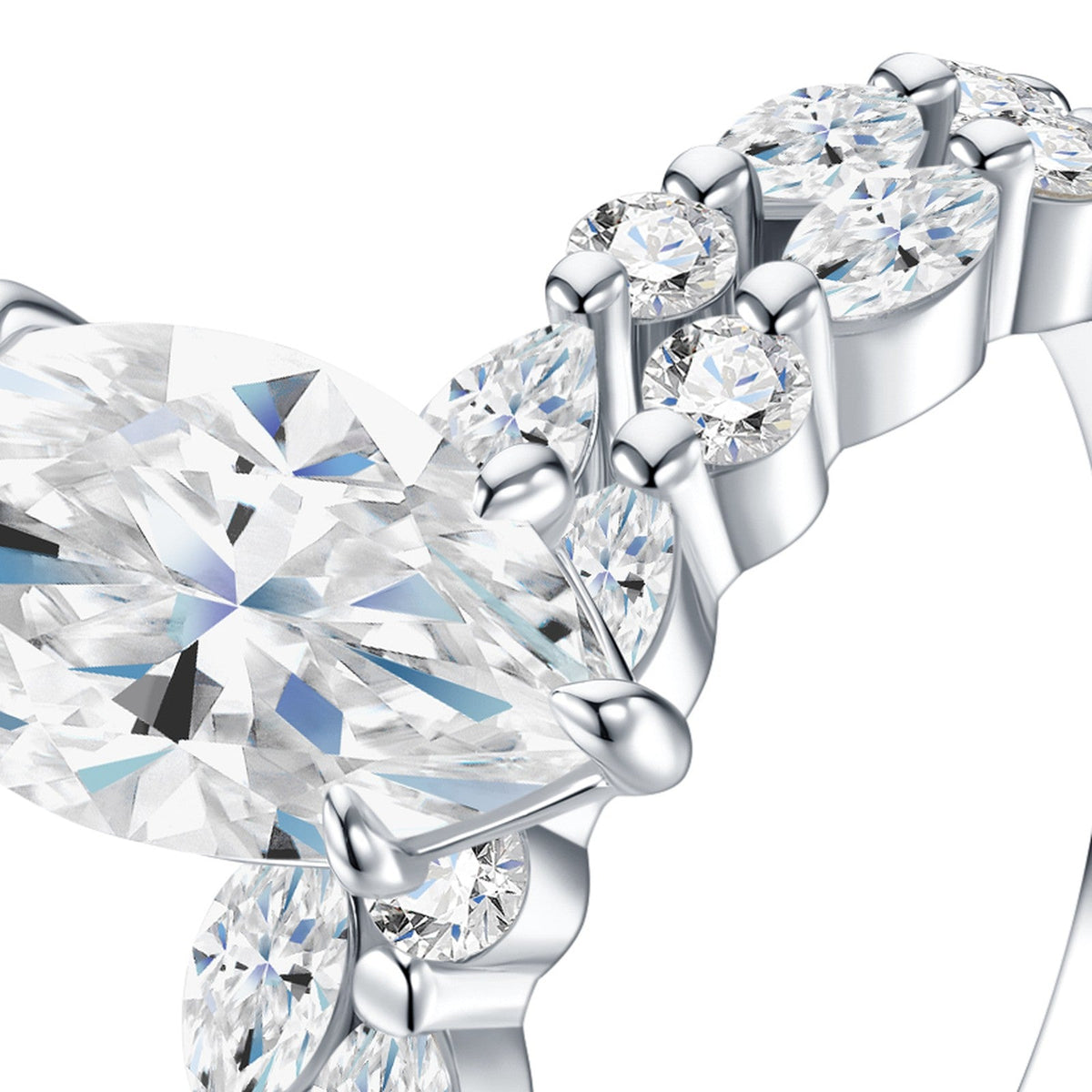 Freccia Marquise-Cut Moissanite Solitaire Ring in Sterling Silver