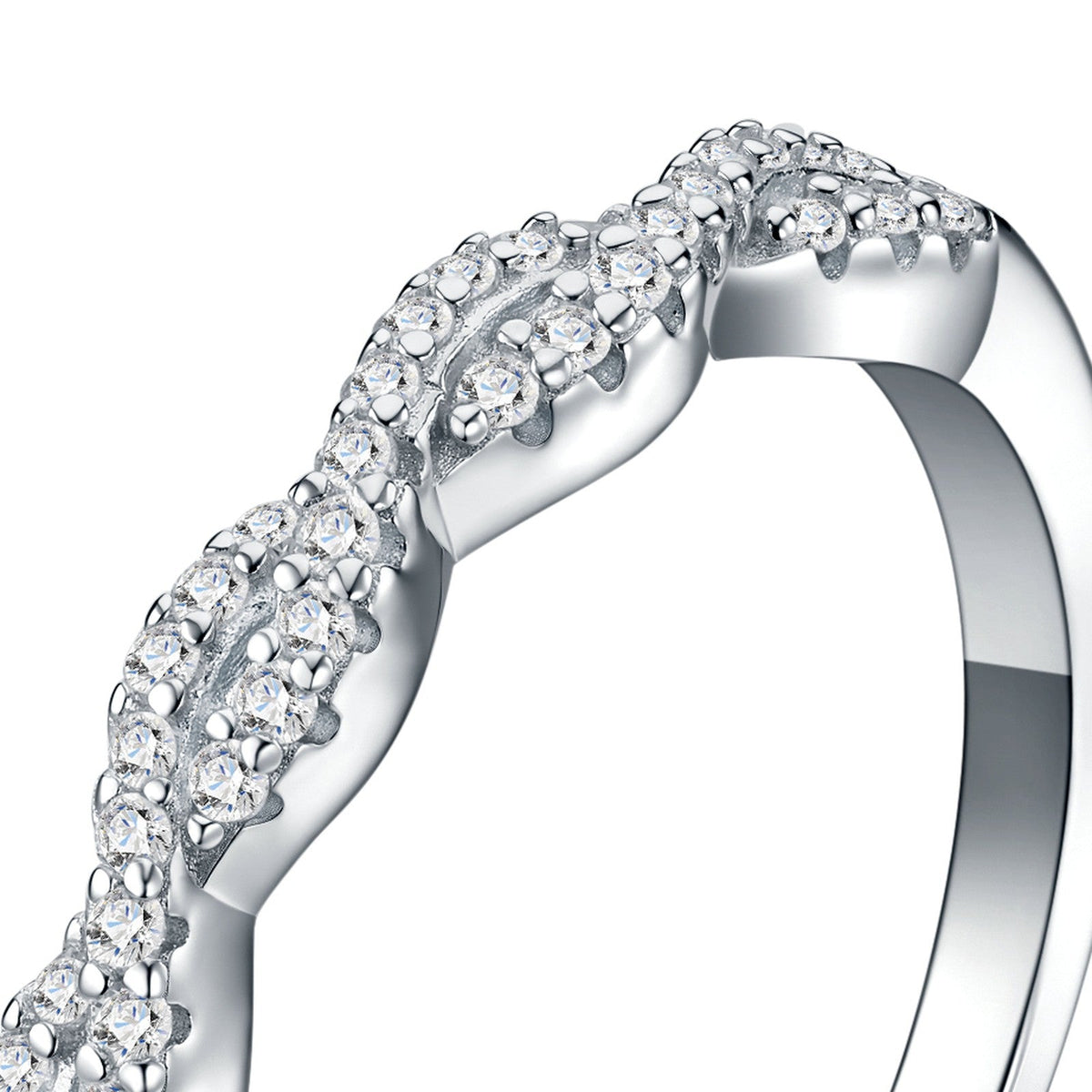 Merletto Moissanite Band Ring in Sterling Silver