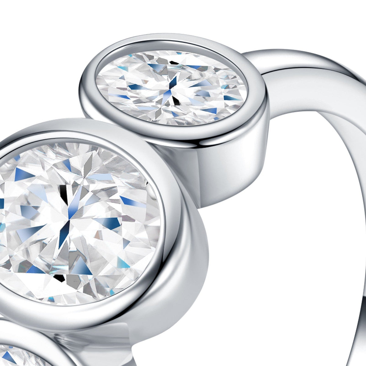 Doppia Oval-Cut Moissanite Two-Stone Ring in Sterling Silver