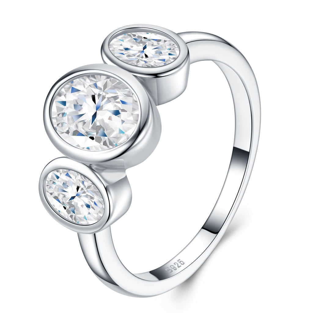 Doppia Oval-Cut Moissanite Two-Stone Ring in Sterling Silver