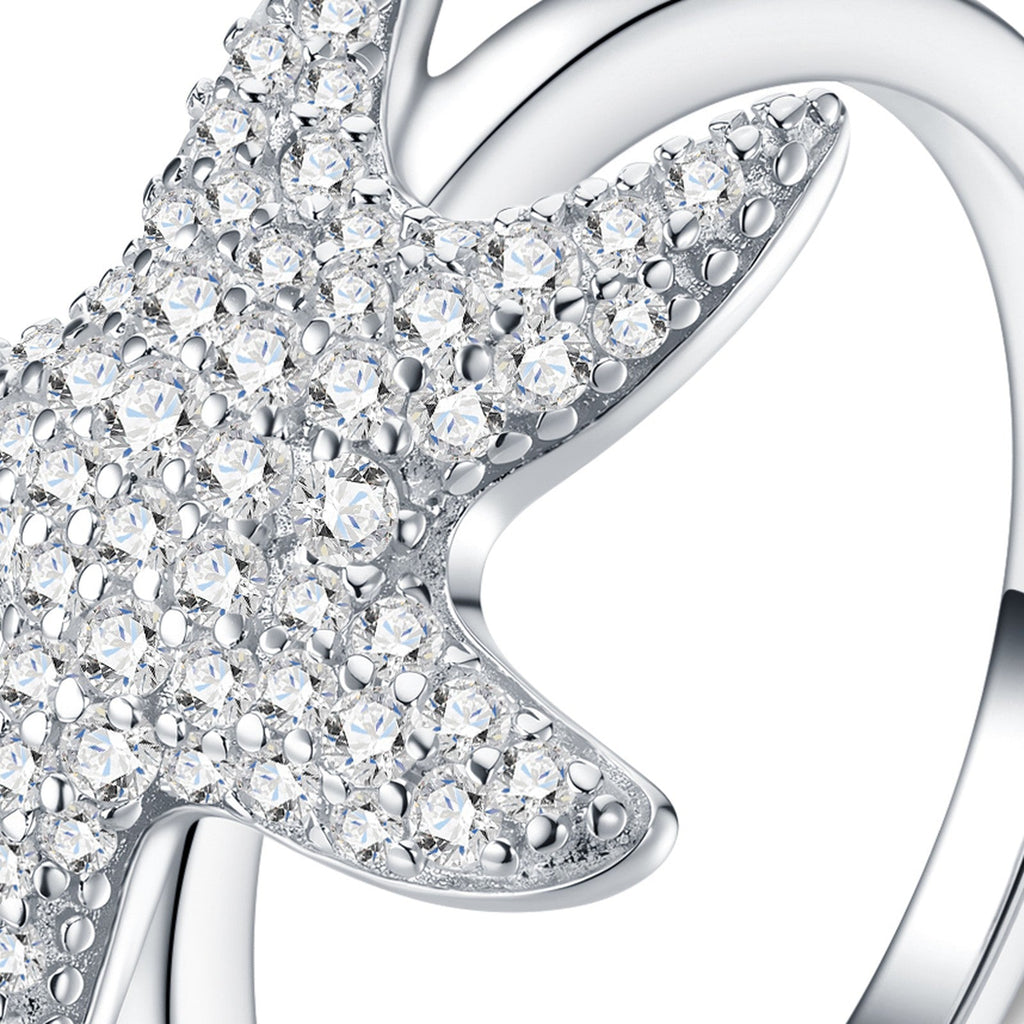Stelladimare Moissanite Starfish Ring in Sterling Silver