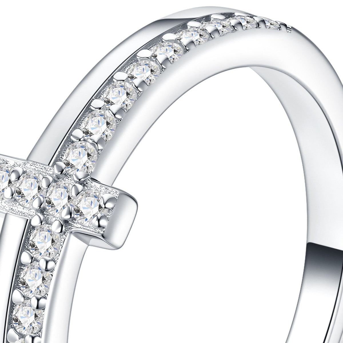 Fedele Moissanite Cross Ring in Sterling Silver