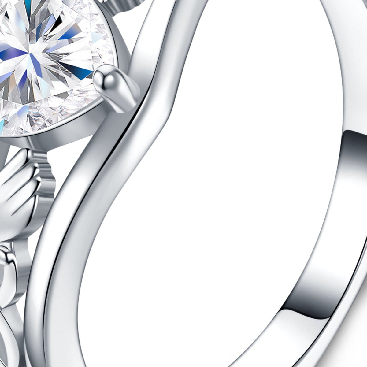 Fedora Heart-Cut Moissanite Solitaire Ring in Sterling Silver