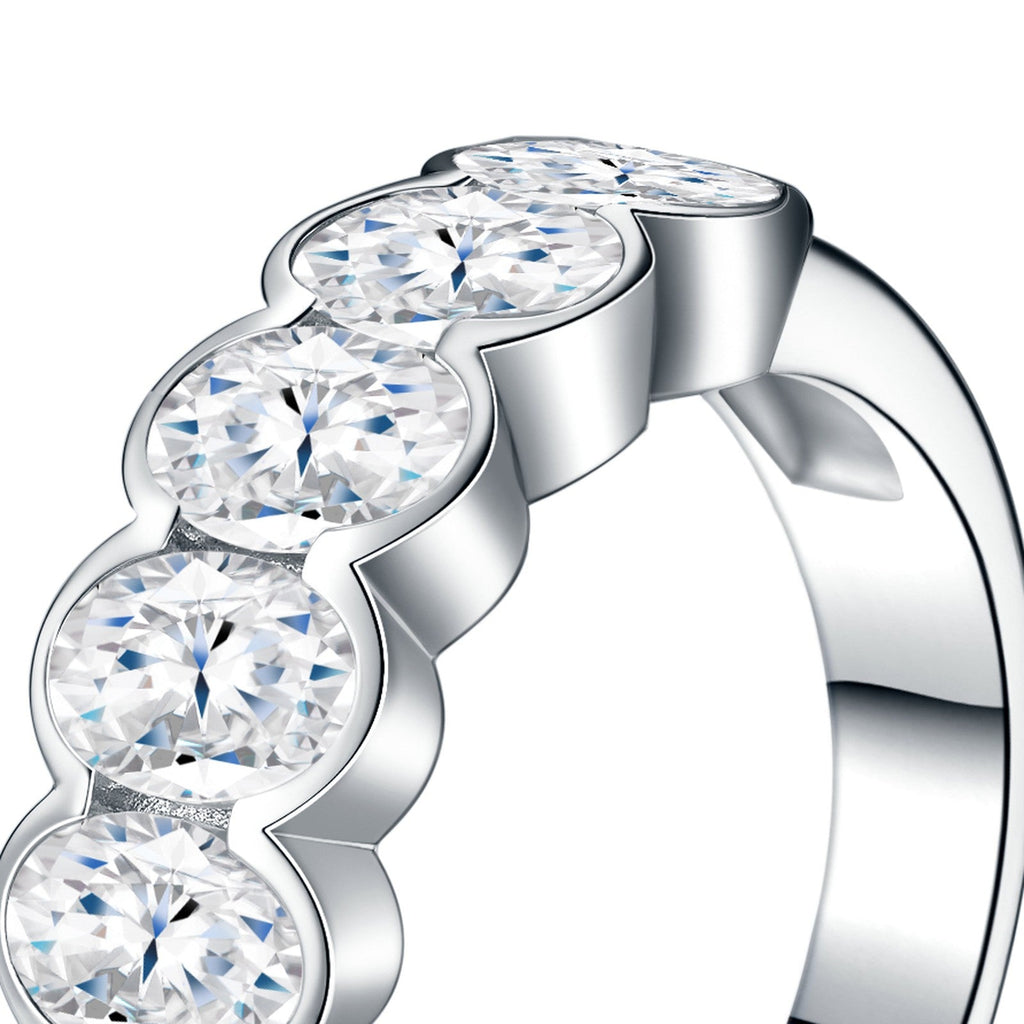 Ovalini Moissanite Eternity Band Ring in Sterling Silver