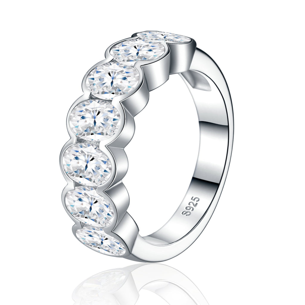 Ovalini Moissanite Eternity Band Ring in Sterling Silver