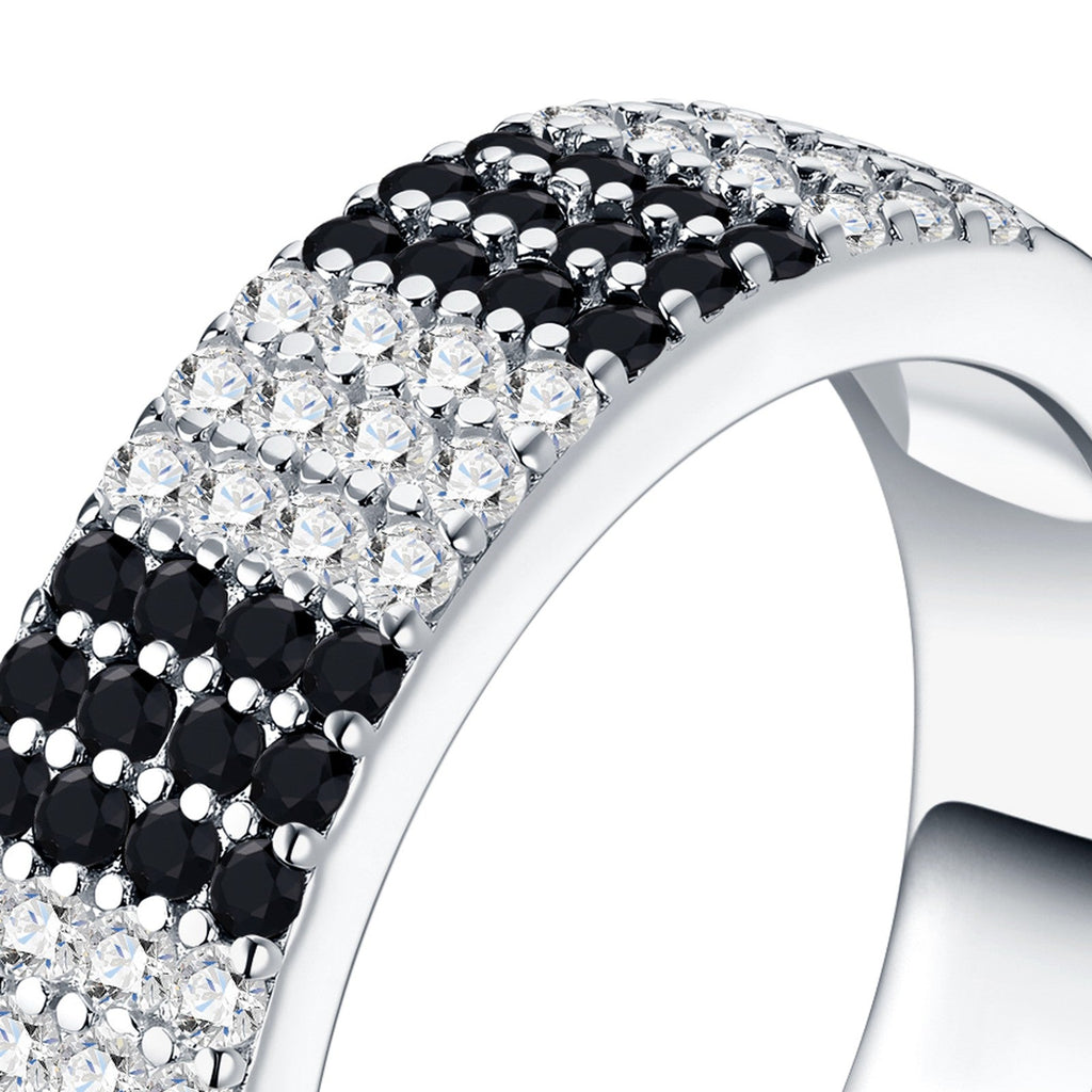 Scacchi Moissanite Band Ring in Sterling Silver