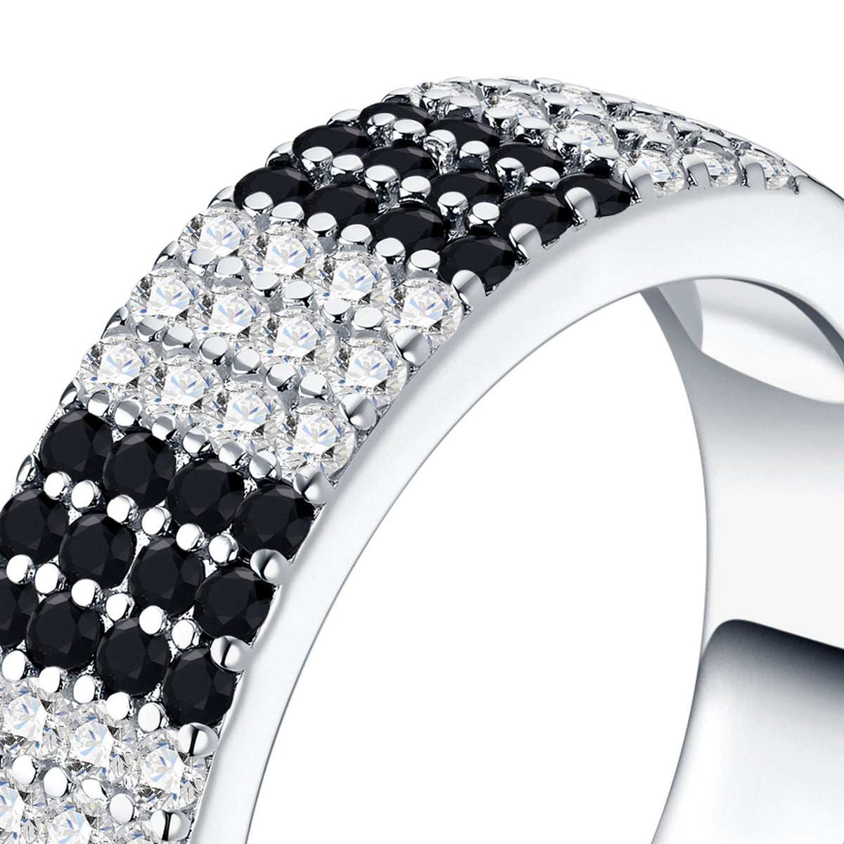 Scacchi Moissanite Band Ring in Sterling Silver
