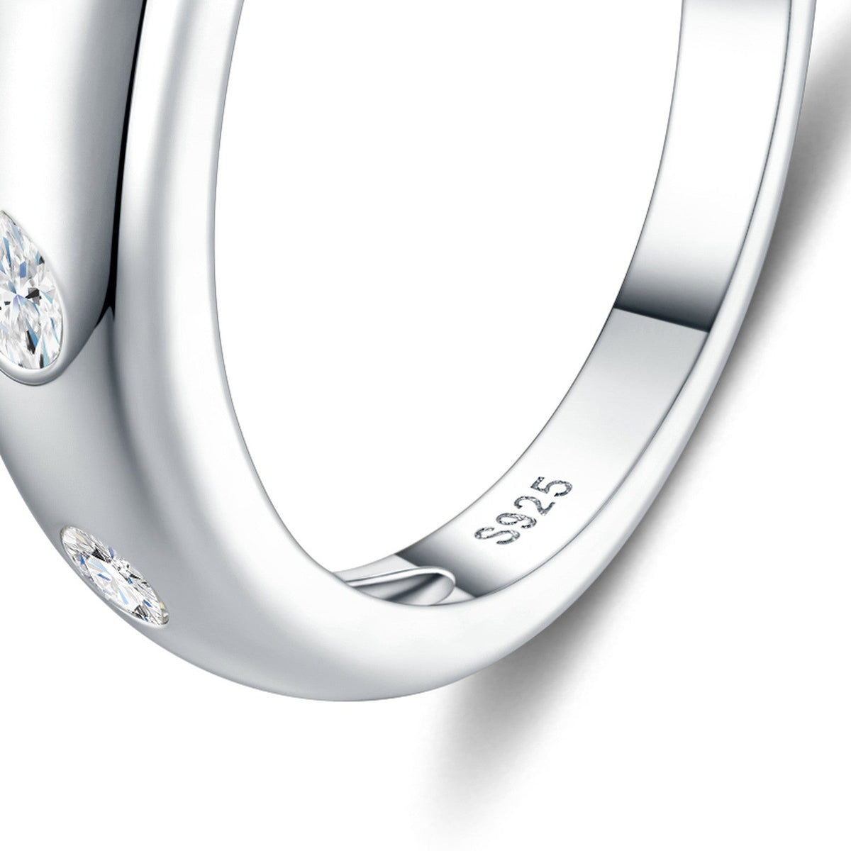 Bolle Moissanite Band Ring in Sterling Silver