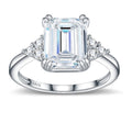 Smeraldotri Emerald-Cut Moissanite Three-Stone Ring in Sterling Silver