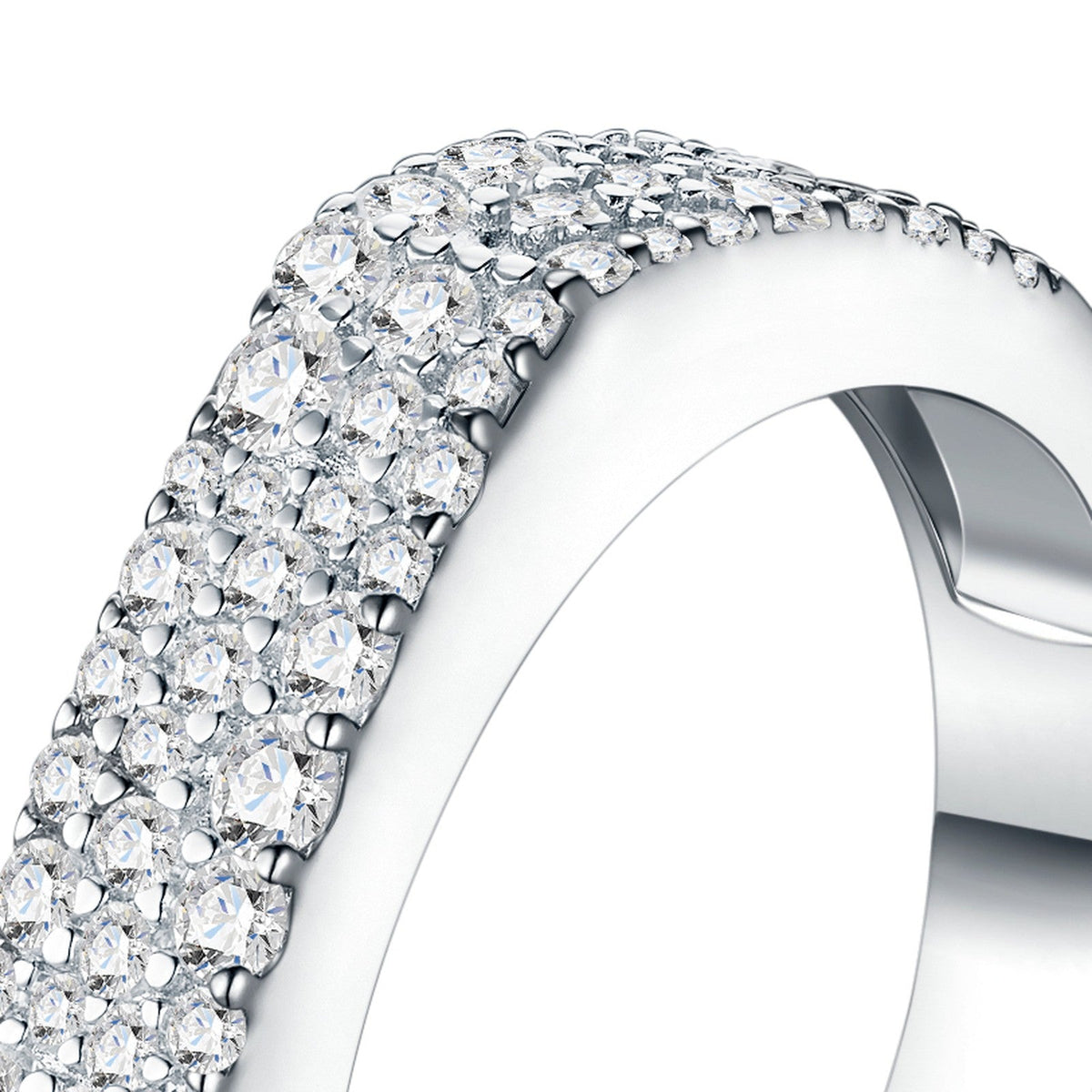 Terzetta Moissanite Band Ring in Sterling Silver