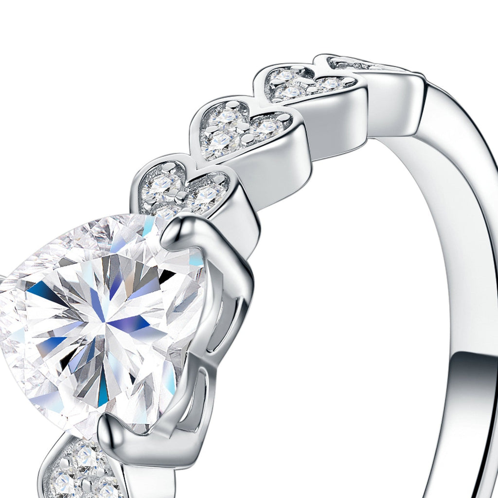 Cuoretta Heart-Cut Moissanite Solitaire Ring in Sterling Silver