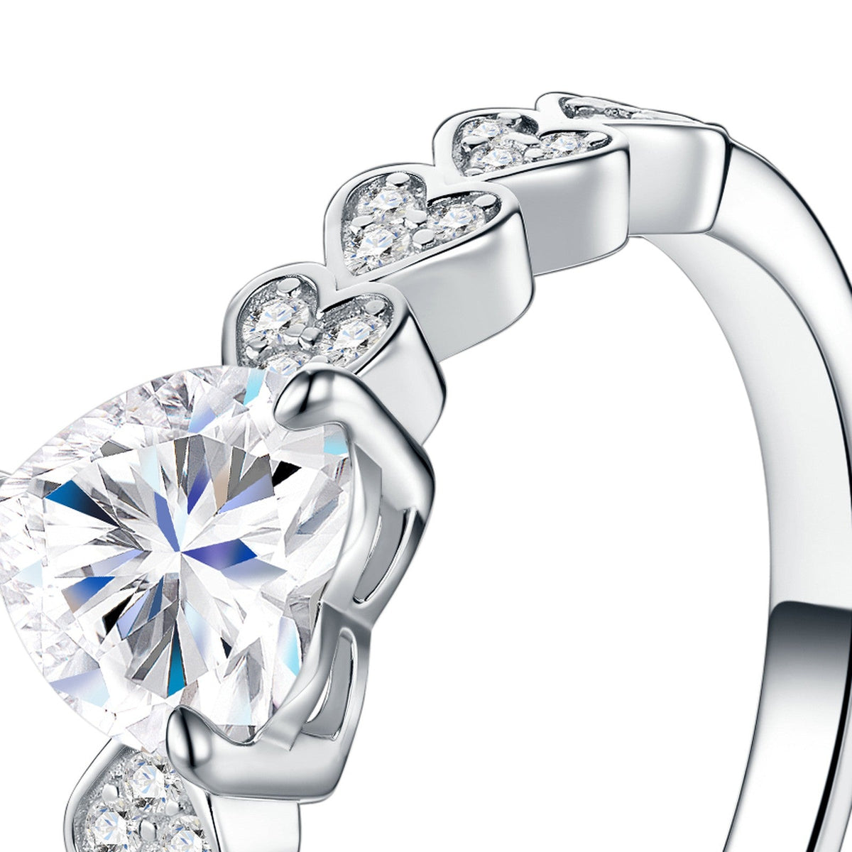 Cuoretta Heart-Cut Moissanite Solitaire Ring in Sterling Silver