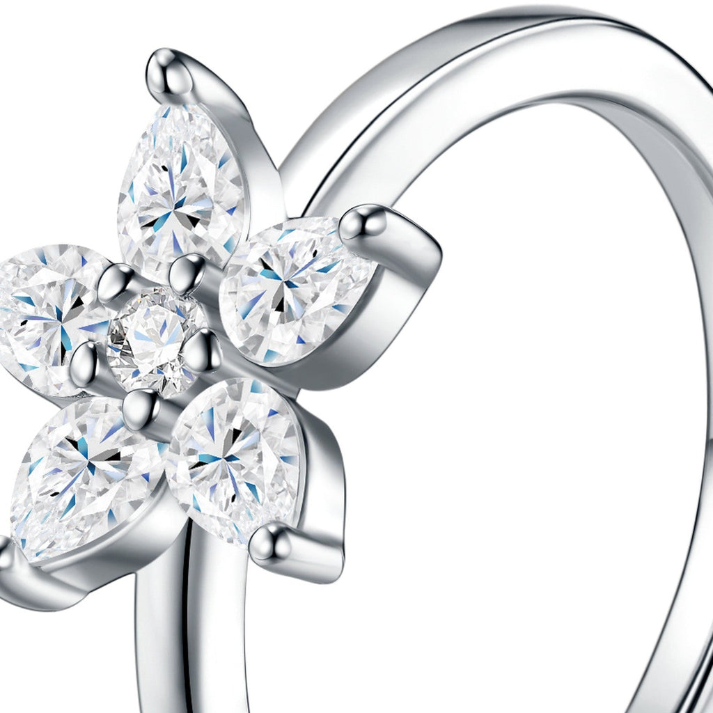 Fioretta Moissanite Flower Ring in Sterling Silver