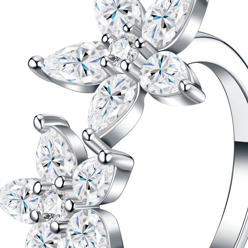 Fioriera Moissanite Flower Ring in Sterling Silver