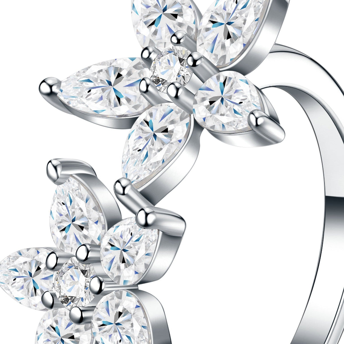 Fioriera Moissanite Flower Ring in Sterling Silver