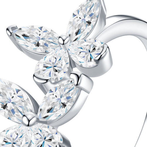 Aliflor Moissanite Flower Ring in Sterling Silver