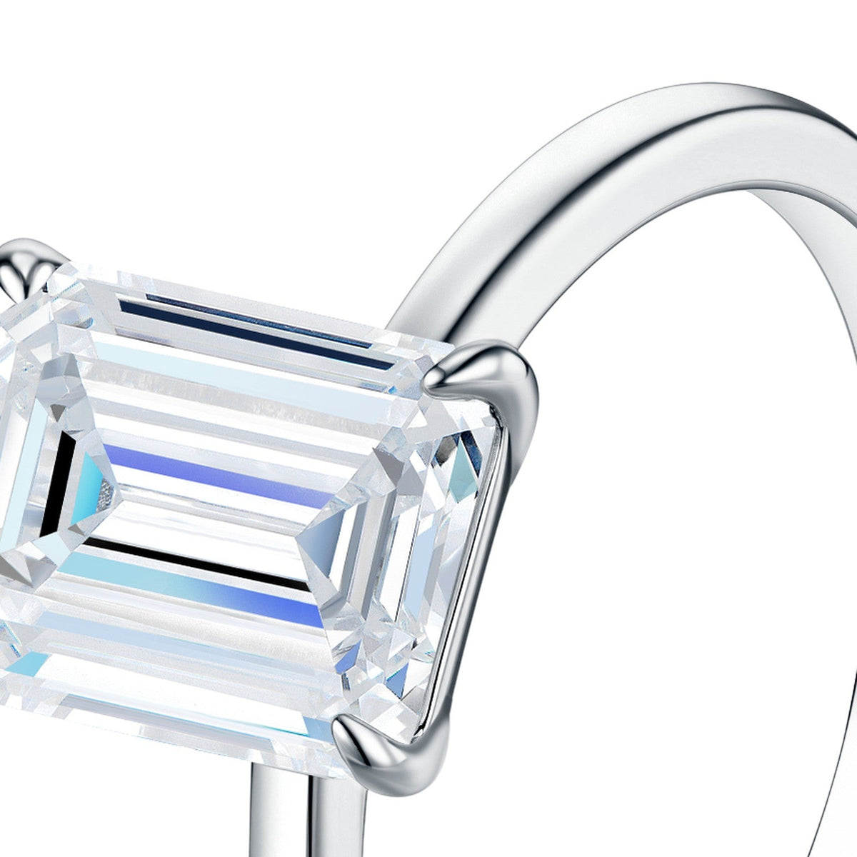 Smeraldaest Emerald-Cut Moissanite Solitaire Ring in Sterling Silver