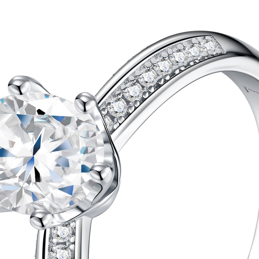 Ovaluccia Oval-Cut Moissanite Solitaire Ring in Sterling Silver