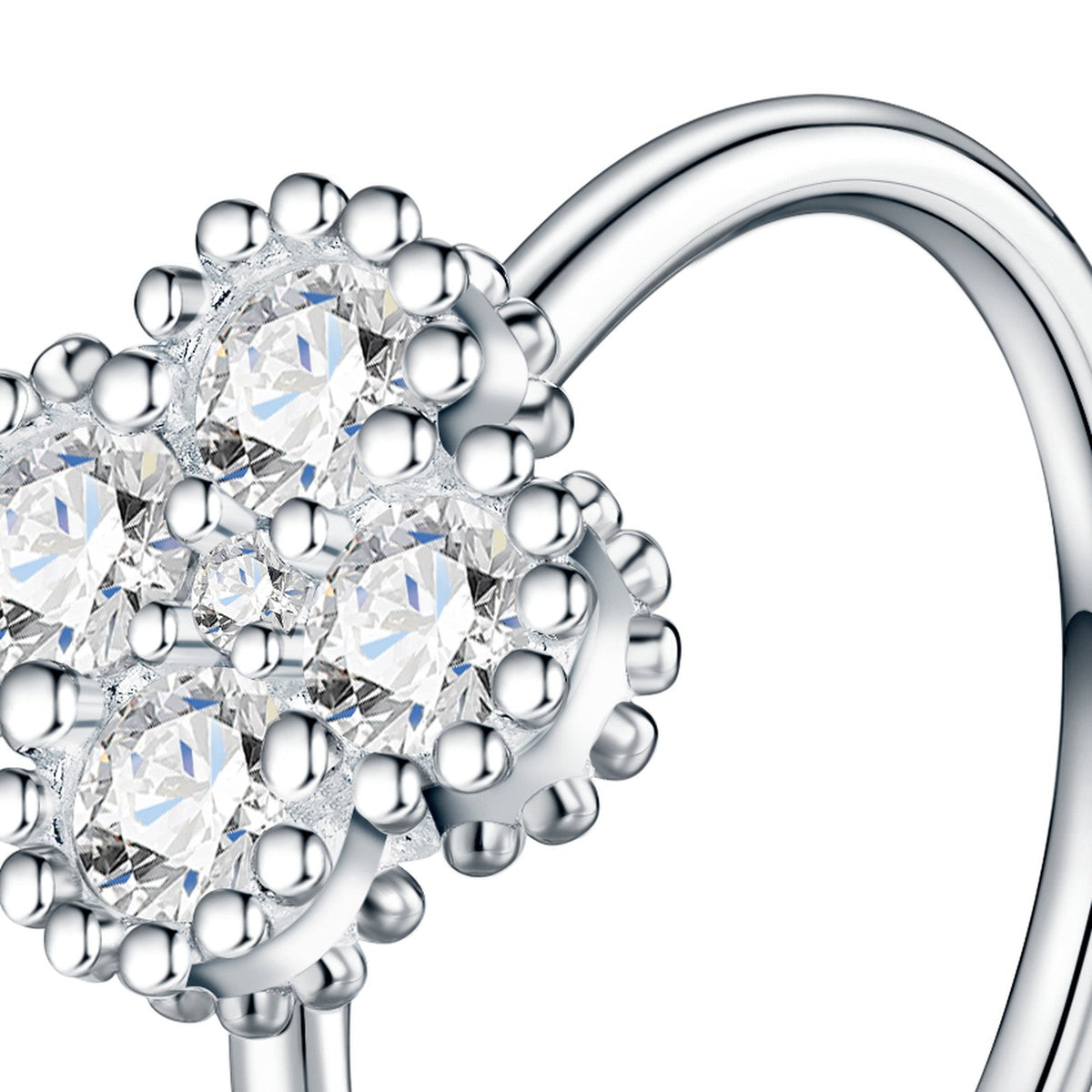 Margheritina Moissanite Flower Ring in Sterling Silver
