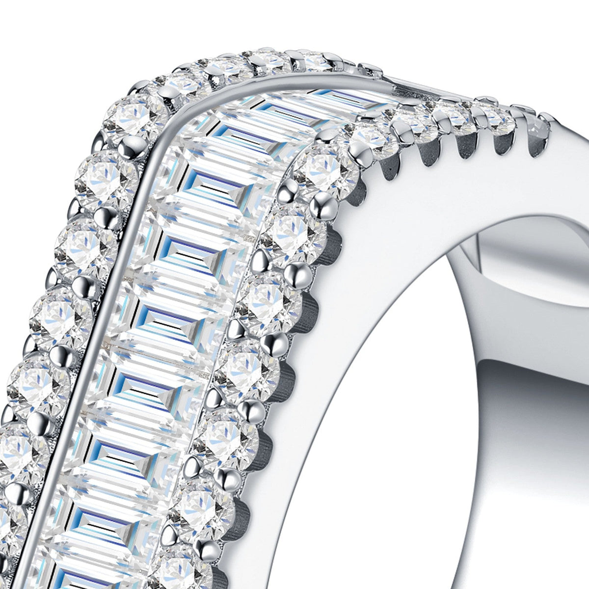 Lusso Moissanite Band Ring in Sterling Silver