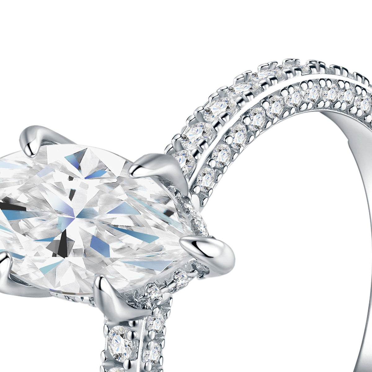 Marchesa Marquise-Cut Moissanite Solitaire Ring in Sterling Silver