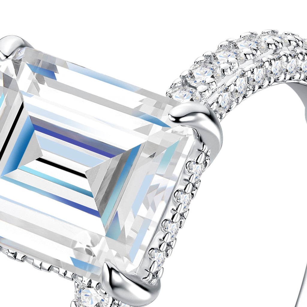 Smeraldina Emerald-Cut Moissanite Solitaire Ring in Sterling Silver