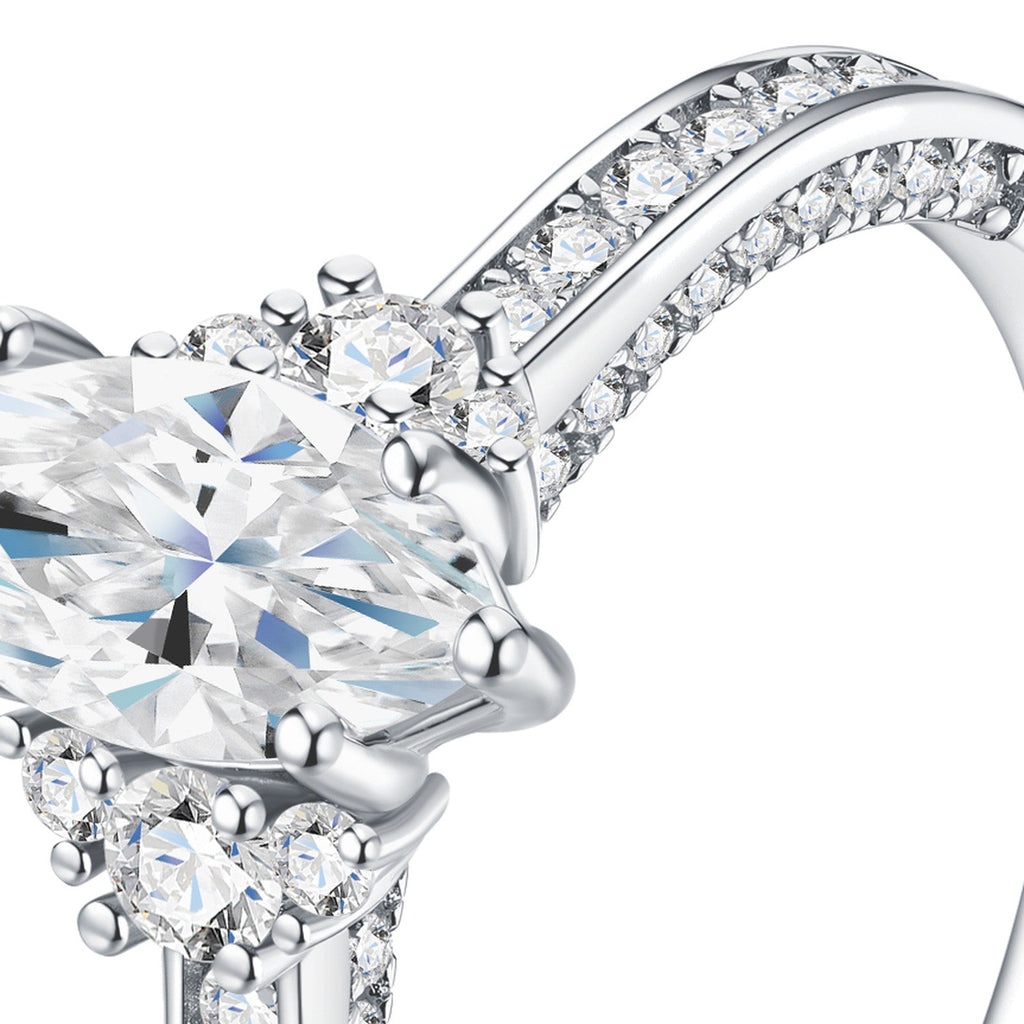 Navettina Marquise-Cut Moissanite Solitaire Ring in Sterling Silver