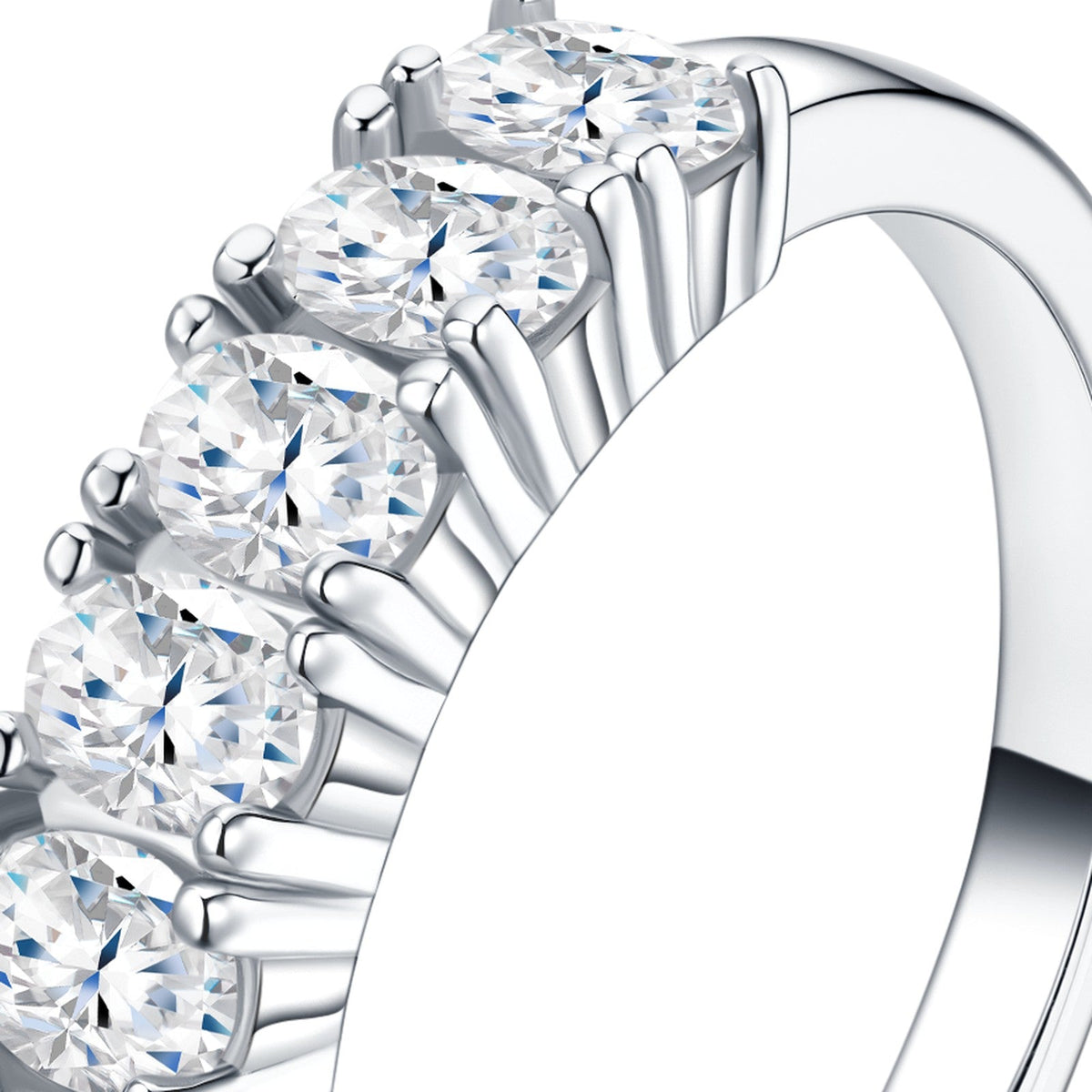 Tiaria Moissanite Band Ring in Sterling Silver