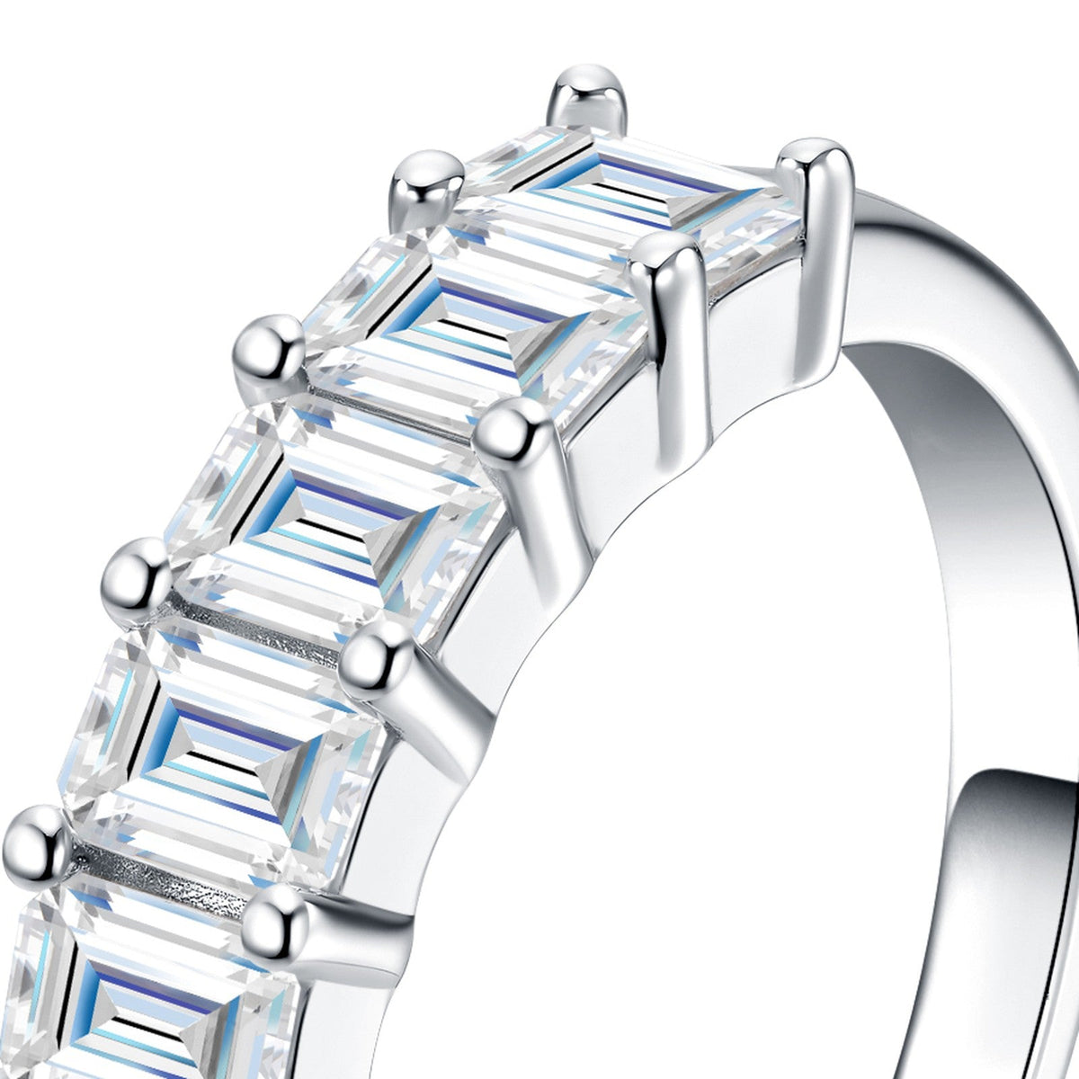Smeraldline Moissanite Band Ring in Sterling Silver