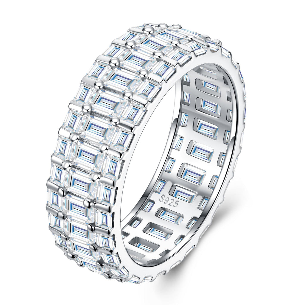 Sfarzo Moissanite Eternity Band Ring in Sterling Silver