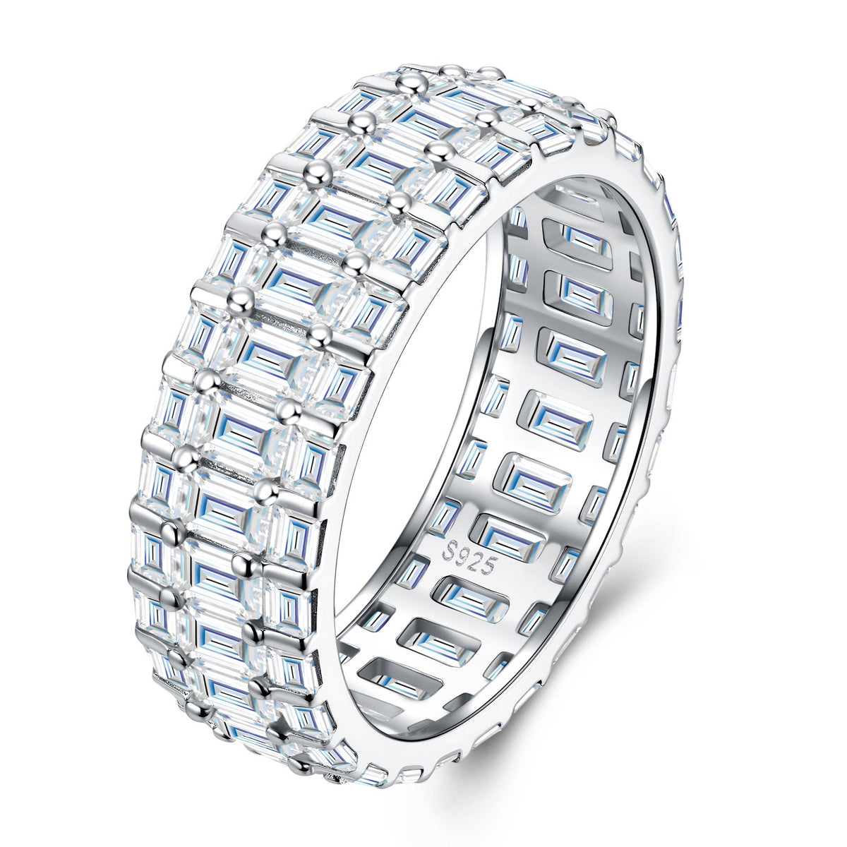 Sfarzo Moissanite Eternity Band Ring in Sterling Silver